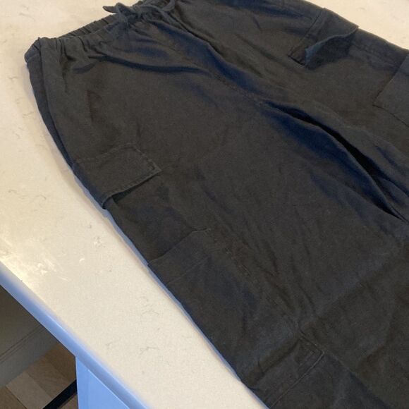 Reformation Mateo Pant 100% Linen Black Multi Cargo Pocket Wide Leg Trousers Sm - Picture 7 of 8
